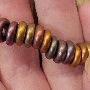Czech Glass Amber Rondelle Metallic Mixed Color Beads 60 PC Strand